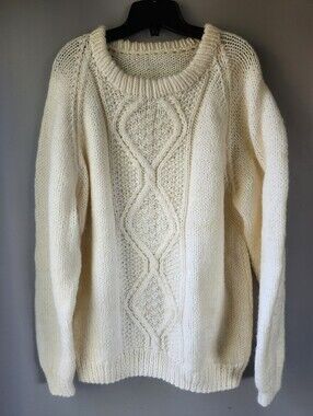 Handmade Cream Coloured Cable Knit Sweater